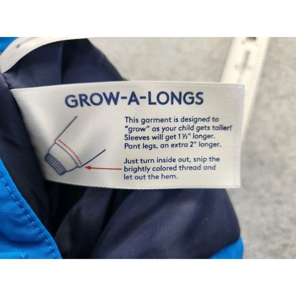 Lands End Kids Blue Ski Snow Pants Ski‎ Grow Cuffs Water Resistant Lined SZ 12